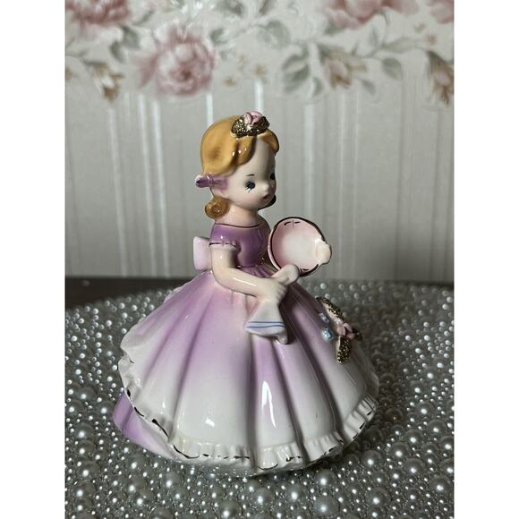 HTF VINTAGE ARNART ERICH STAUFFER GIRL PORCELAIN FIGURINE 4 3/4" , FOIL - Picture 7 of 8